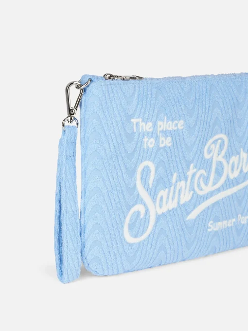 Pouch Parisienne in spugna azzurra a bassorilievo