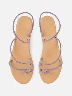 Sandali Flat Ring con strass lilla
