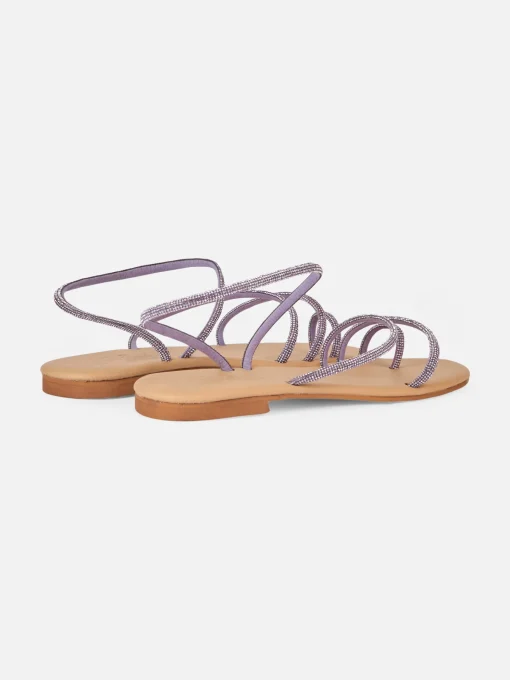 Sandali Flat Ring con strass lilla