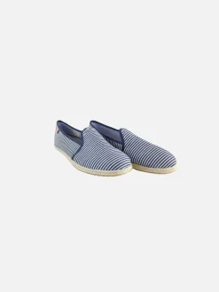 Scarpe di tela a righe bianche e blu