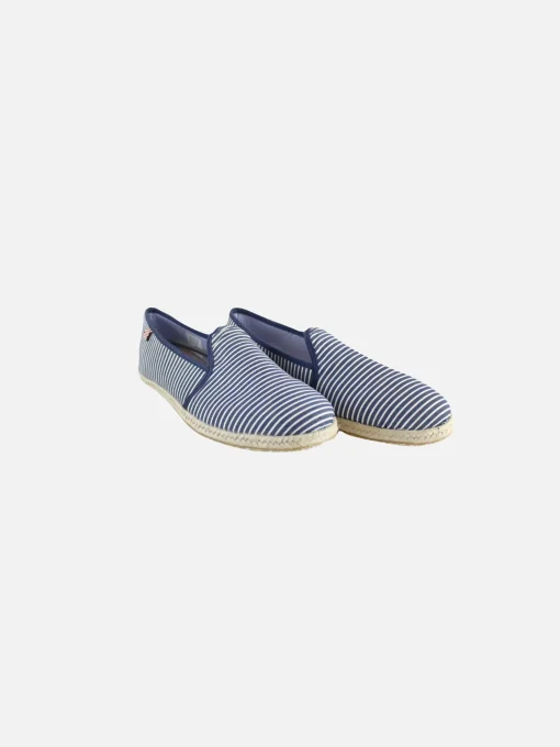 Scarpe di tela a righe bianche e blu