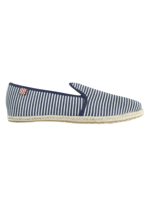 Scarpe di tela a righe bianche e blu