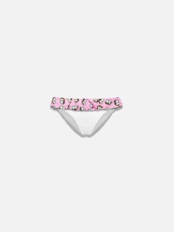 Slip da bagno da bambina con volant e stampa unicorno