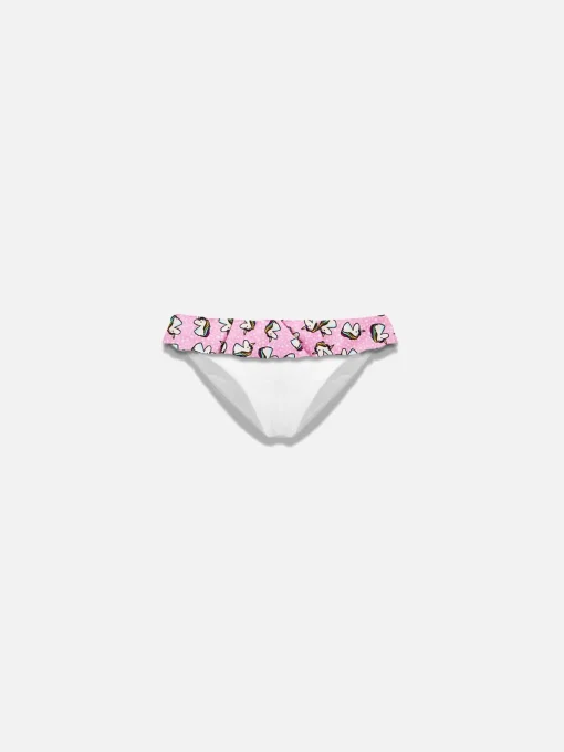 Slip da bagno da bambina con volant e stampa unicorno