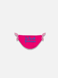 Slip da bagno da bambina fucsia con ricamo