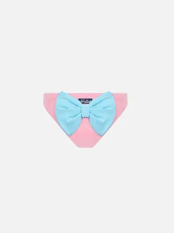 Slip da bagno da bambina in spugna rosa con fiocco