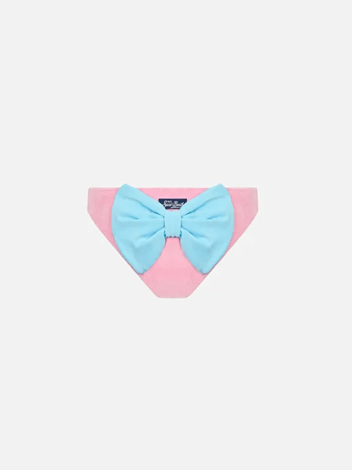 Slip da bagno da bambina in spugna rosa con fiocco