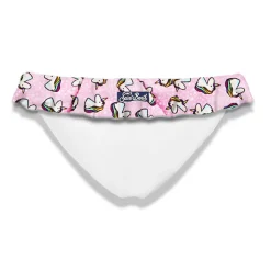 Slip da bagno da bambina con volant e stampa unicorno