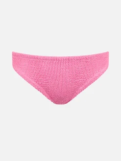 Slip da bagno da bambina rosa crinkle con fiocco