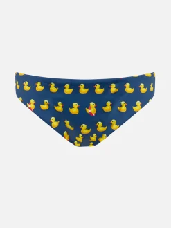 Slip da bagno da bambina con stampa fiocco e paperelle