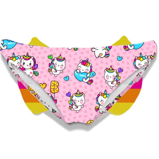 Slip da bagno da bambina con stampa unicorno