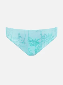Slip da bagno da bambina con fiocco e stampa toile de jouy