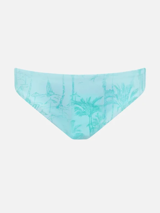 Slip da bagno da bambina con fiocco e stampa toile de jouy