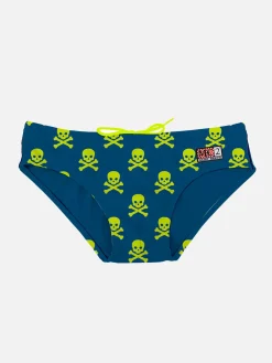 Slip da bagno da Bambino con Teschi Giallo Fluo