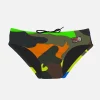 Slip da bagno da bambino con stampa mimetica multicolore