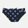 Slip da bagno da bambino blu navy micro stampa pirati