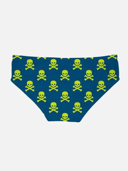 Slip da bagno da Bambino con Teschi Giallo Fluo