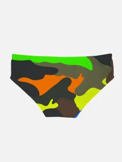Slip da bagno da bambino con stampa mimetica multicolore