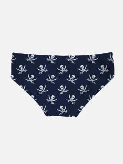 Slip da bagno da bambino blu navy micro stampa pirati