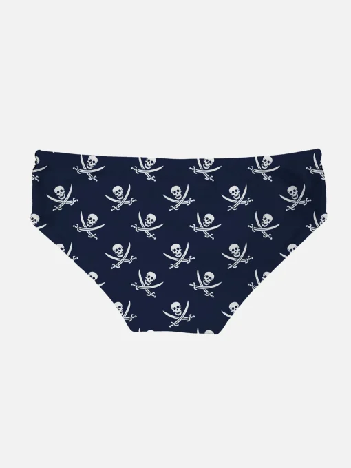 Slip da bagno da bambino blu navy micro stampa pirati