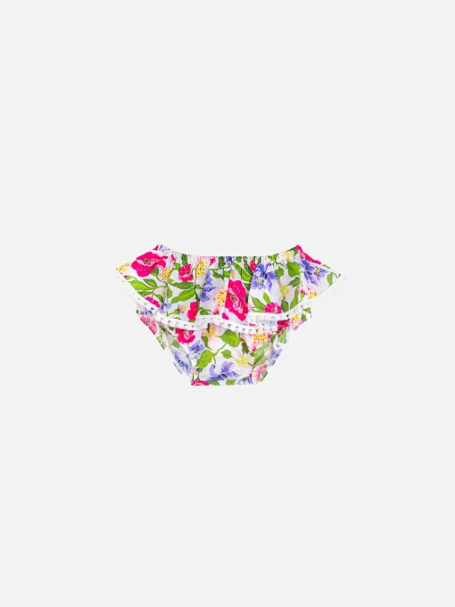 Slip da bagno da neonata a fiori con volant e fiocchetti