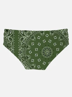 Slip da bagno da uomo con stampa bandana verde militare