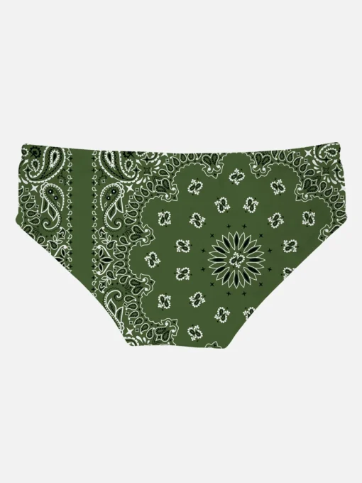 Slip da bagno da uomo con stampa bandana verde militare