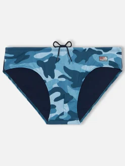 Slip da bagno da uomo in denim mimetico Cayo