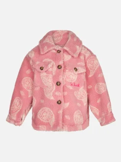 Sovracamicia da bambina in sherpa con stampa paisley