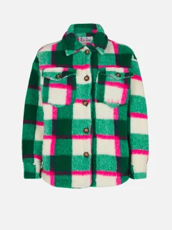 Sovracamicia da bambina in sherpa con stampa tartan