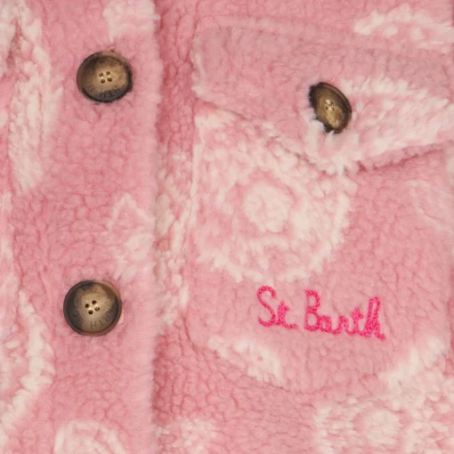Sovracamicia da bambina in sherpa con stampa paisley