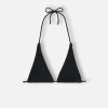 Top a triangolo nero crinkle da donna Guiana
