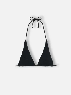 Top a triangolo nero crinkle da donna Guiana