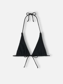 Top a triangolo nero crinkle da donna Guiana