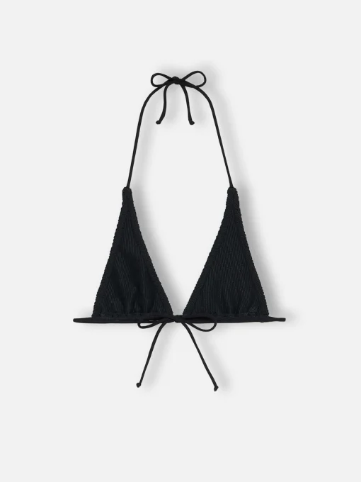 Top a triangolo nero crinkle da donna Guiana