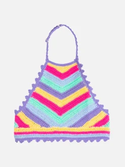 Top all'uncinetto da bambina con scollo all'americana