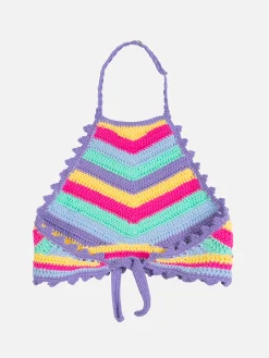 Top all'uncinetto da bambina con scollo all'americana