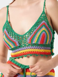 Top all'uncinetto multicolore