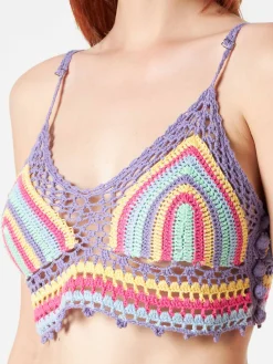 Top all'uncinetto multicolore