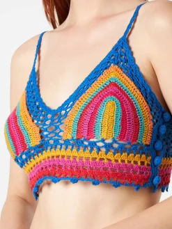 Top all'uncinetto multicolore