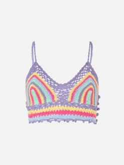 Top all'uncinetto multicolore