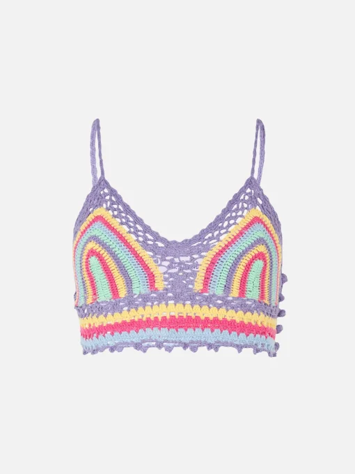 Top all'uncinetto multicolore