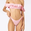 Top bikini rosa con spalle scoperte