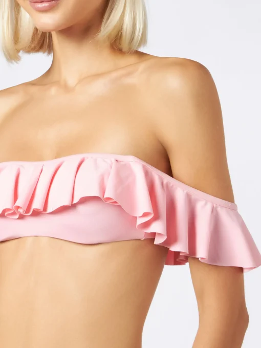 Top bikini rosa con spalle scoperte