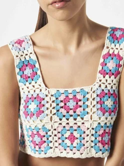 Top fatto a mano all'uncinetto da donna