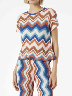Top in maglia chevron arancione