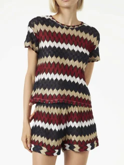 Top in maglia chevron bordeaux
