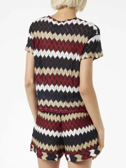 Top in maglia chevron bordeaux