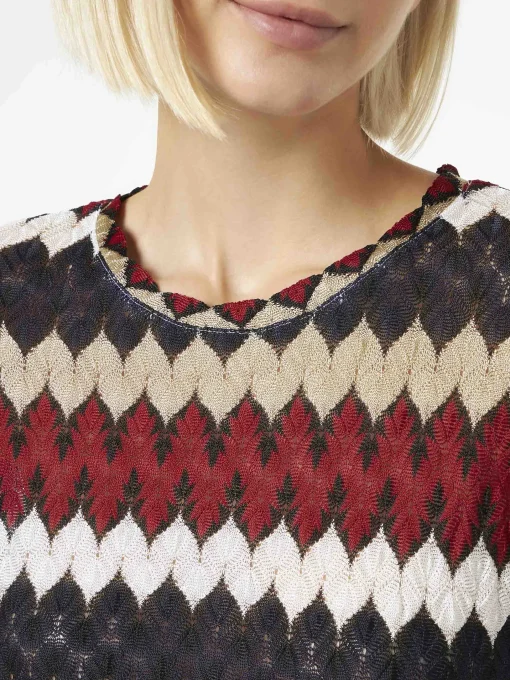 Top in maglia chevron bordeaux