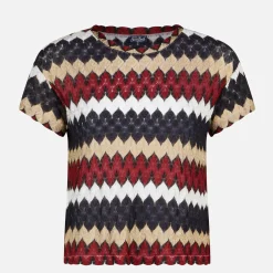 Top in maglia chevron bordeaux